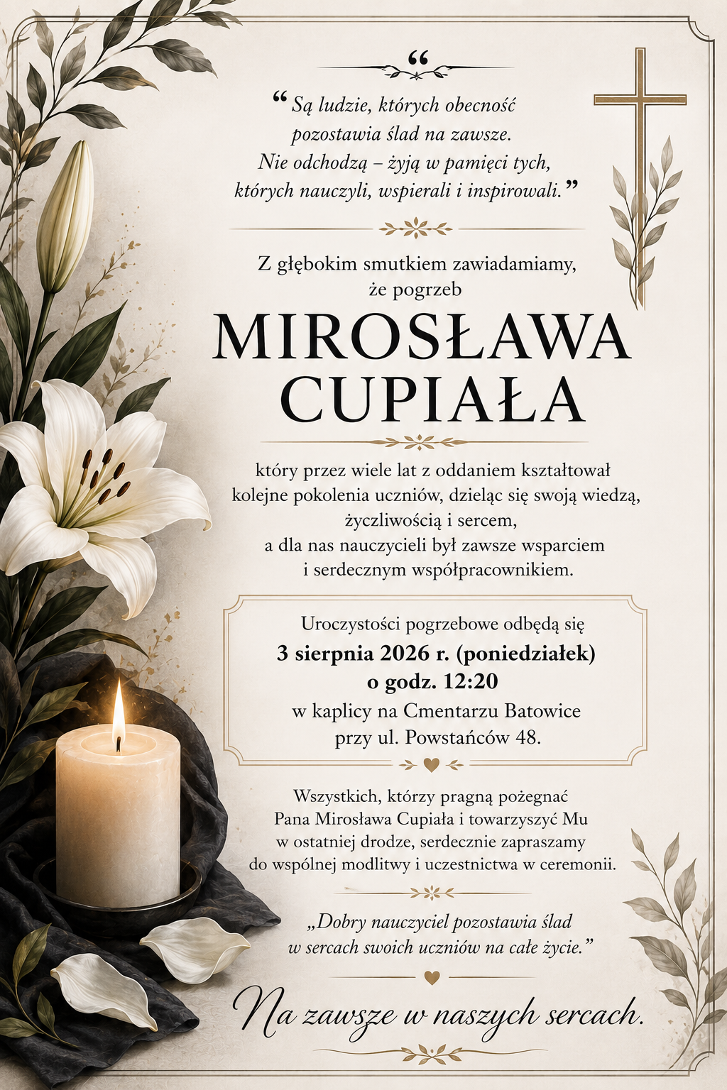 You are currently viewing Ostatnie pożegnanie śp. Mirosława Cupiała